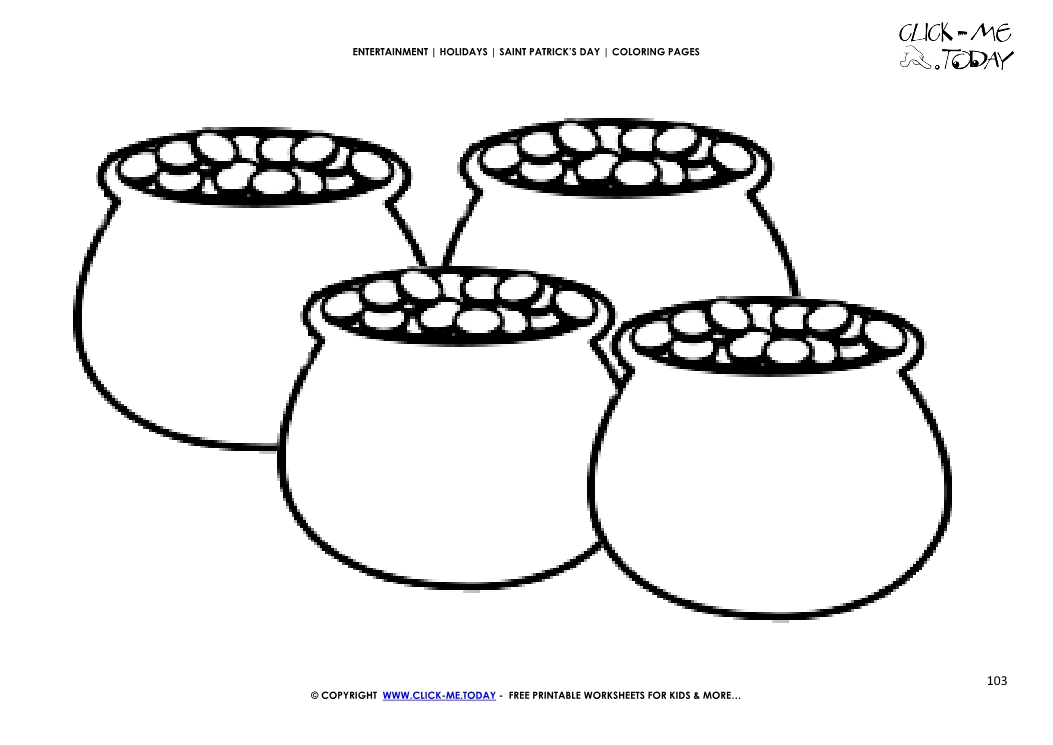 St. Patrick's Day Coloring page: 103 Lots of Pots of Gold
