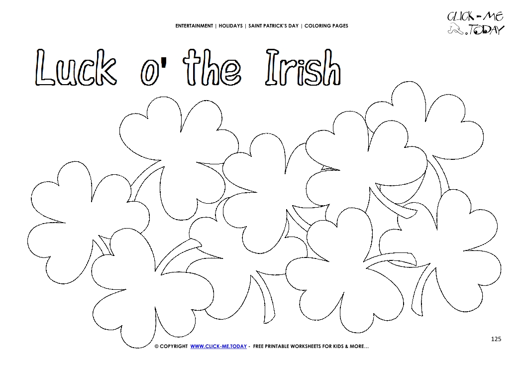 St. Patrick's Day Coloring page: 125 Lots of Shamrocks - Luck o' the Irish