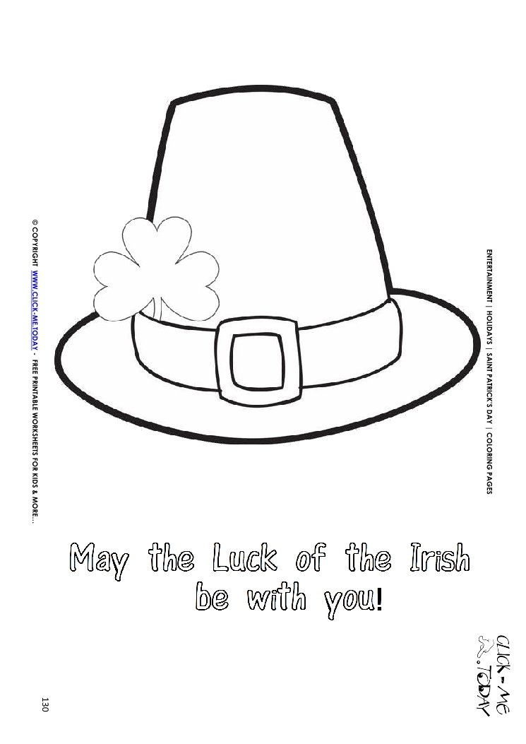St. Patrick's Day Coloring page: 130 Saint Patrick's Day Hat May