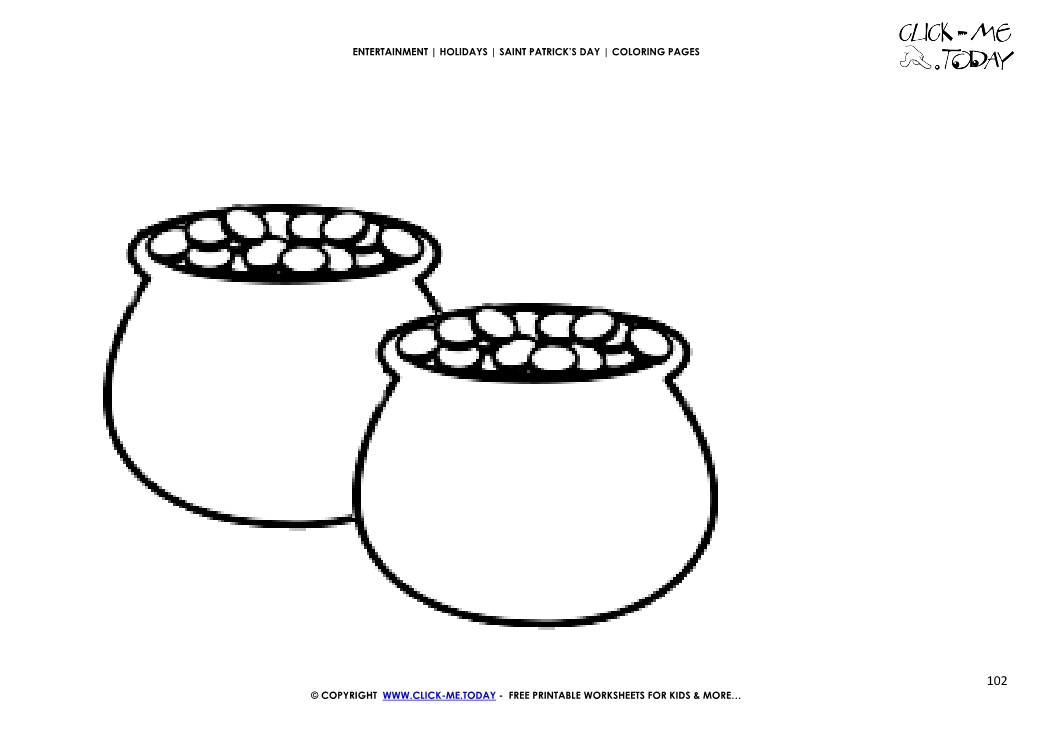 St. Patrick's Day Coloring page: 102 Two Pots of Gold