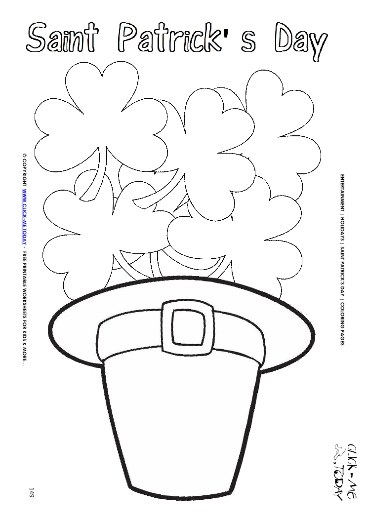 St. Patrick's Day Coloring page: 149 St.Patrick's Hat filled with shamrocks