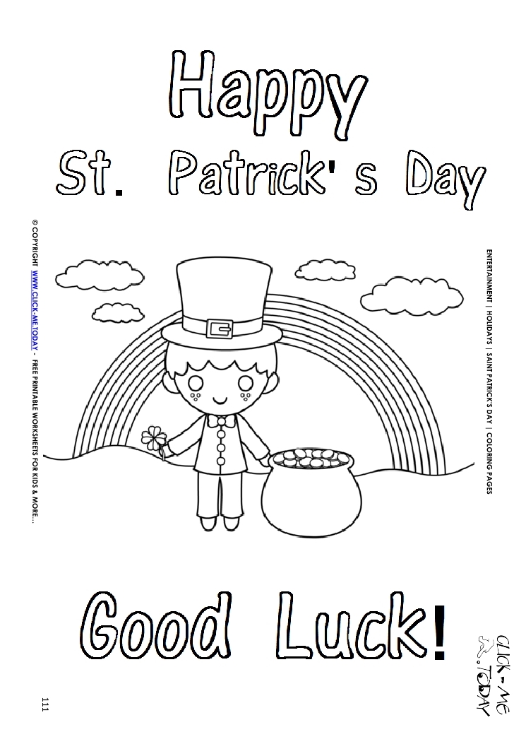 St. Patrick's Day Coloring page: 111 Leprechaun - Happy St.Patrick's