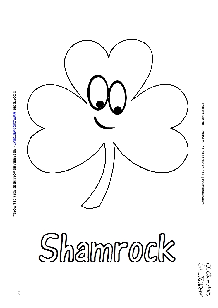 St. Patrick's Day Coloring page: 17 Shamrock Face - Word