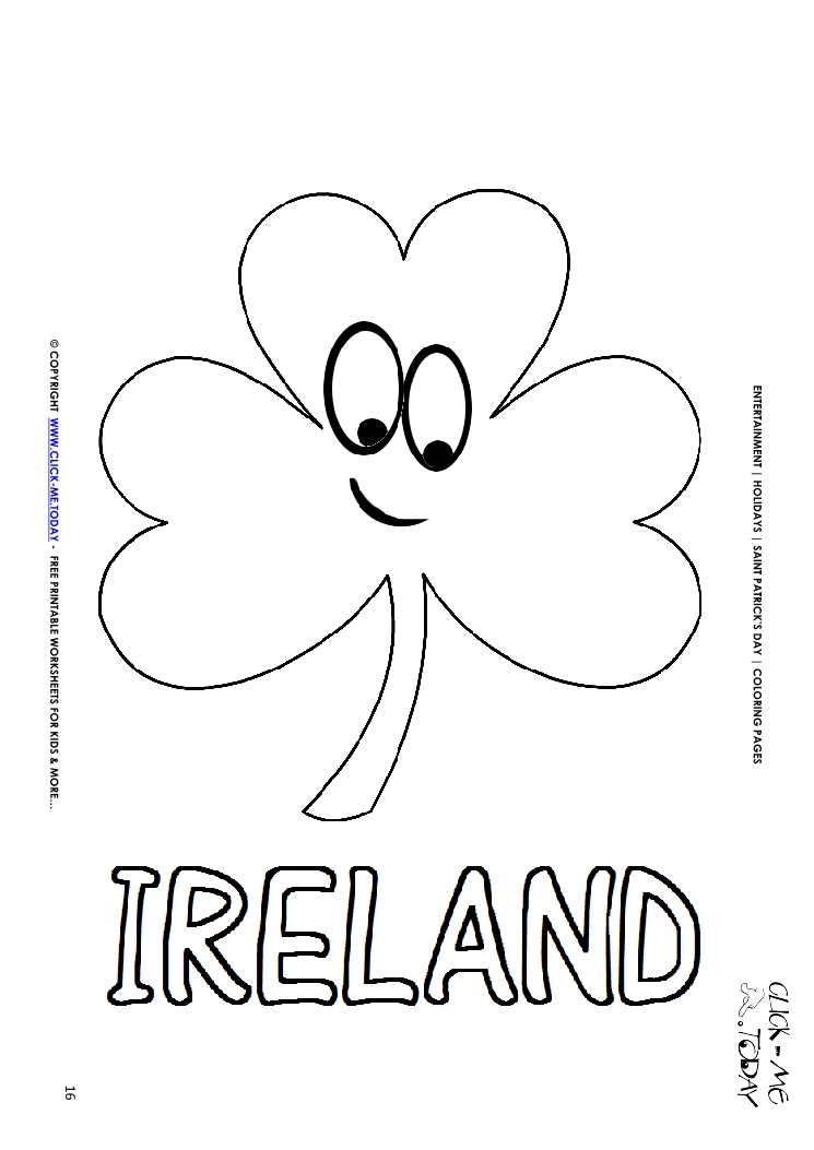 St. Patrick's Day Coloring page: 16 Shamrock Face - Ireland