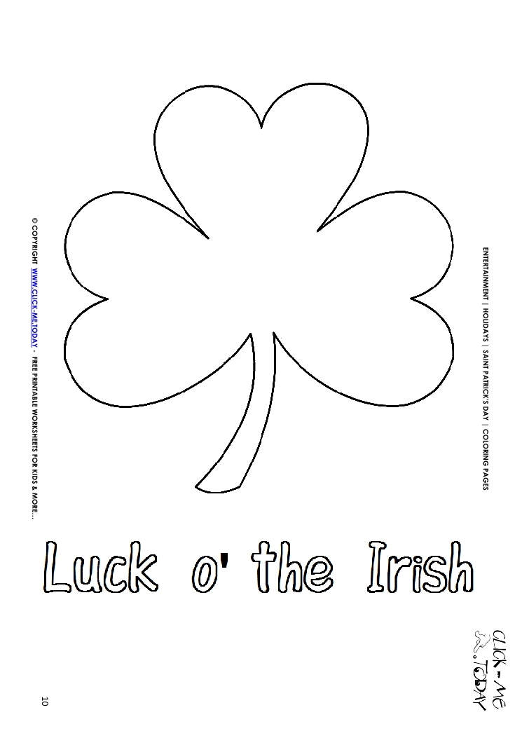 St. Patrick's Day Coloring page: 10 Shamrock - Luck o' the Irish