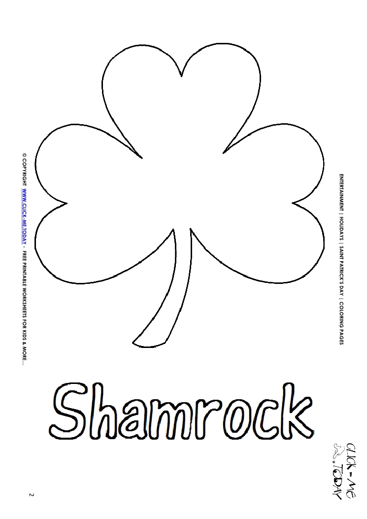 St. Patrick's Day Coloring page: Big Shamrock - Text
