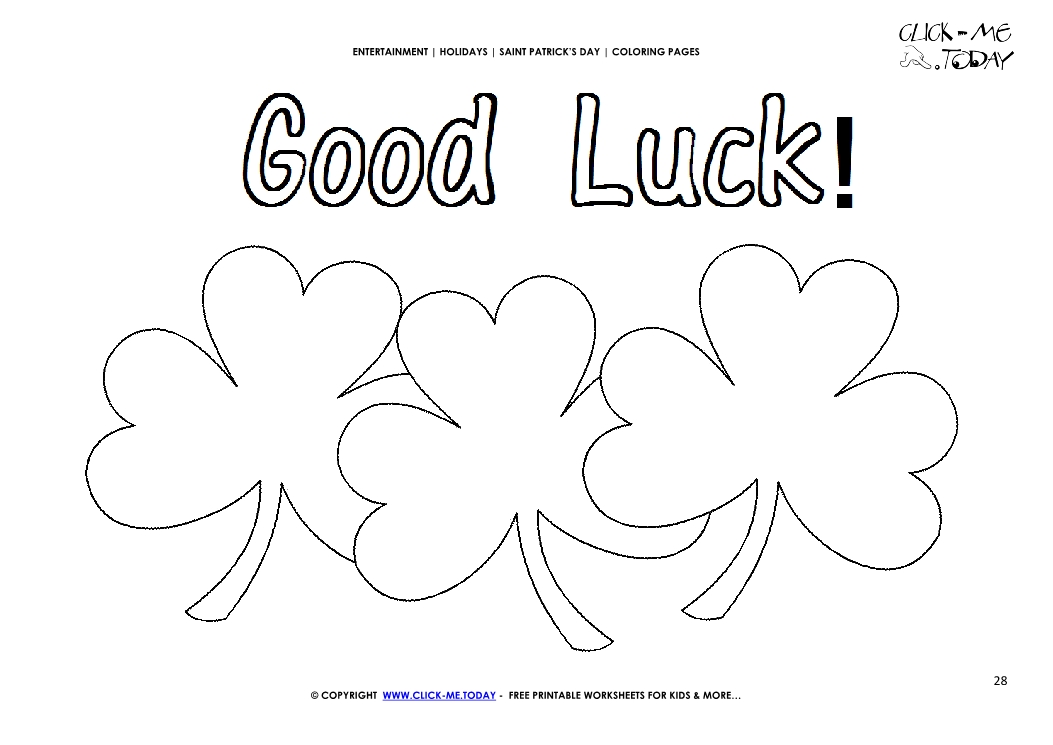 St. Patrick's Day Coloring page: 28 Shamrocks - Good luck