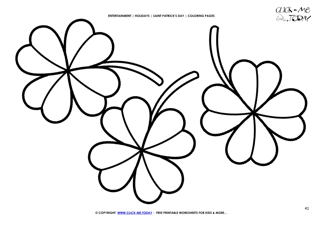 St. Patrick's Day Coloring page: 41 Three Four Leaf Clovers