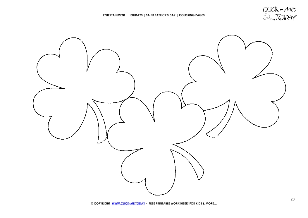 St. Patrick's Day Coloring page: 23 Three Shamrocks Faces