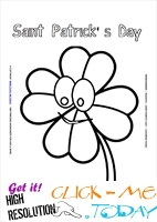 St. Patrick's Day Coloring page:49 Four Leaf Clover Face-St.Patrick's