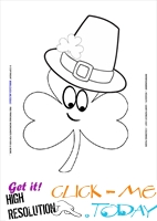 St. Patrick's Day Coloring page: 137 Shamrock face hat Good Luck