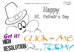 St. Patrick's Day Coloring page:146 Shamrock face hat-pipe St.Patrick's