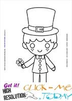 St. Patrick's Day Coloring page:52 Leprechaun with 4 leaf clover