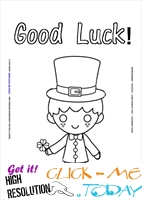 St. Patrick's Day Coloring page:54 Leprechaun-4 leaf clover Good Luck