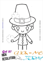 St. Patrick's Day Coloring page: 66 Leprechaun with Shamrock