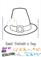 St. Patrick's Day Coloring page: 129 Saint Patrick's Hat-Shamrock