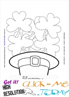 St. Patrick's Day Coloring page:150 Shamrocks in St.Patrick's Day Hat