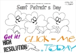 St. Patrick's Day Coloring page: 22 Shamrocks Faces -  St.Patrick's