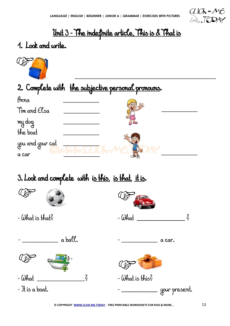 Grammar Exercises With Pictures - Demonstrative Pronouns 2