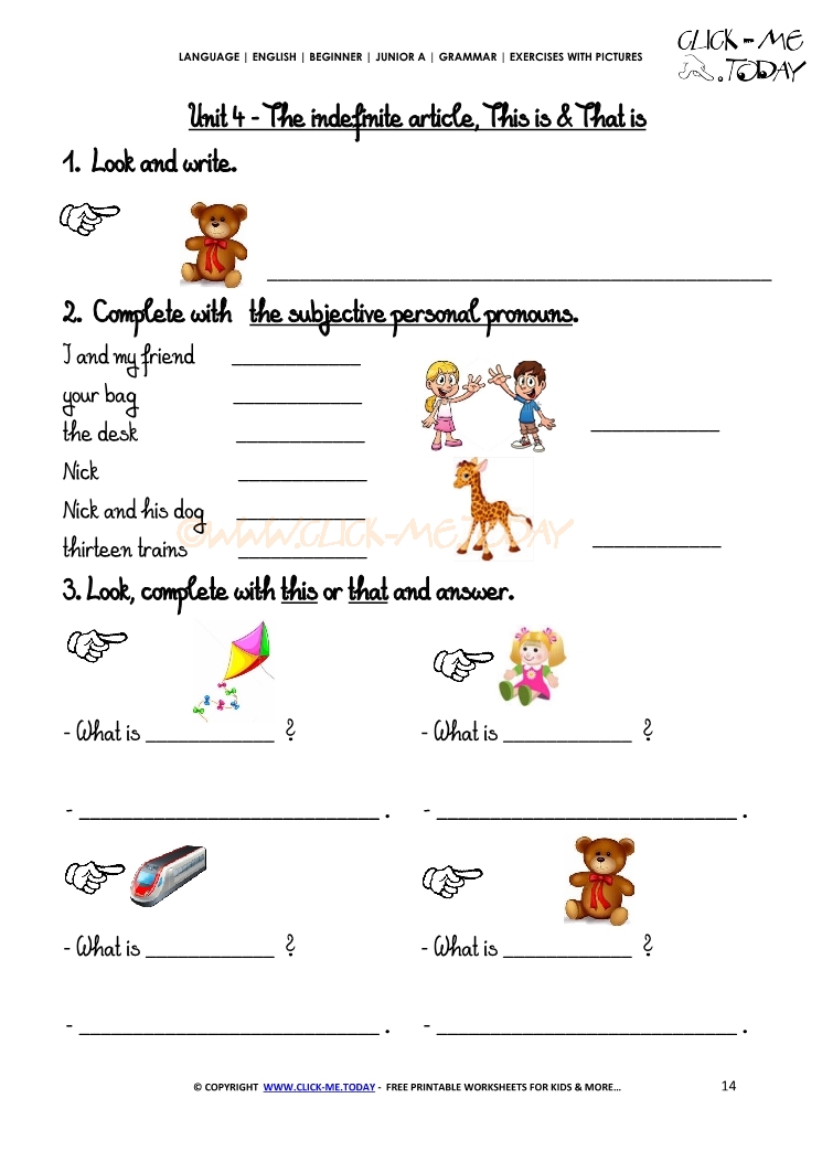 demonstrative pronouns worksheet pdf