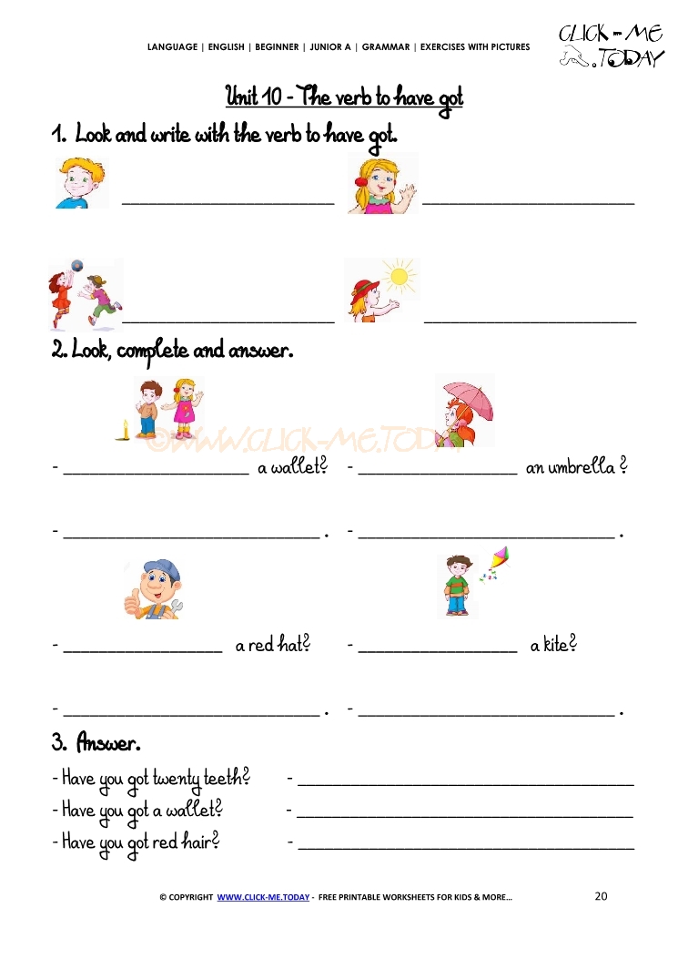 Grammar Exercises With Pictures -  Verb to have got 2