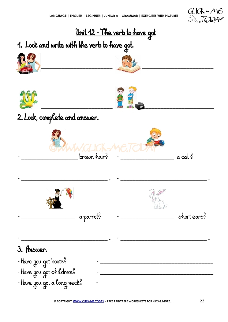 Grammar Exercises With Pictures -  Verb to have got 22