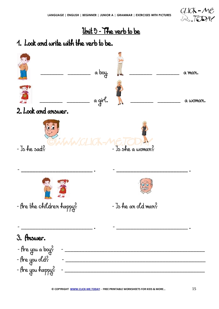 Grammar Exercises With Pictures - Verb to be 3