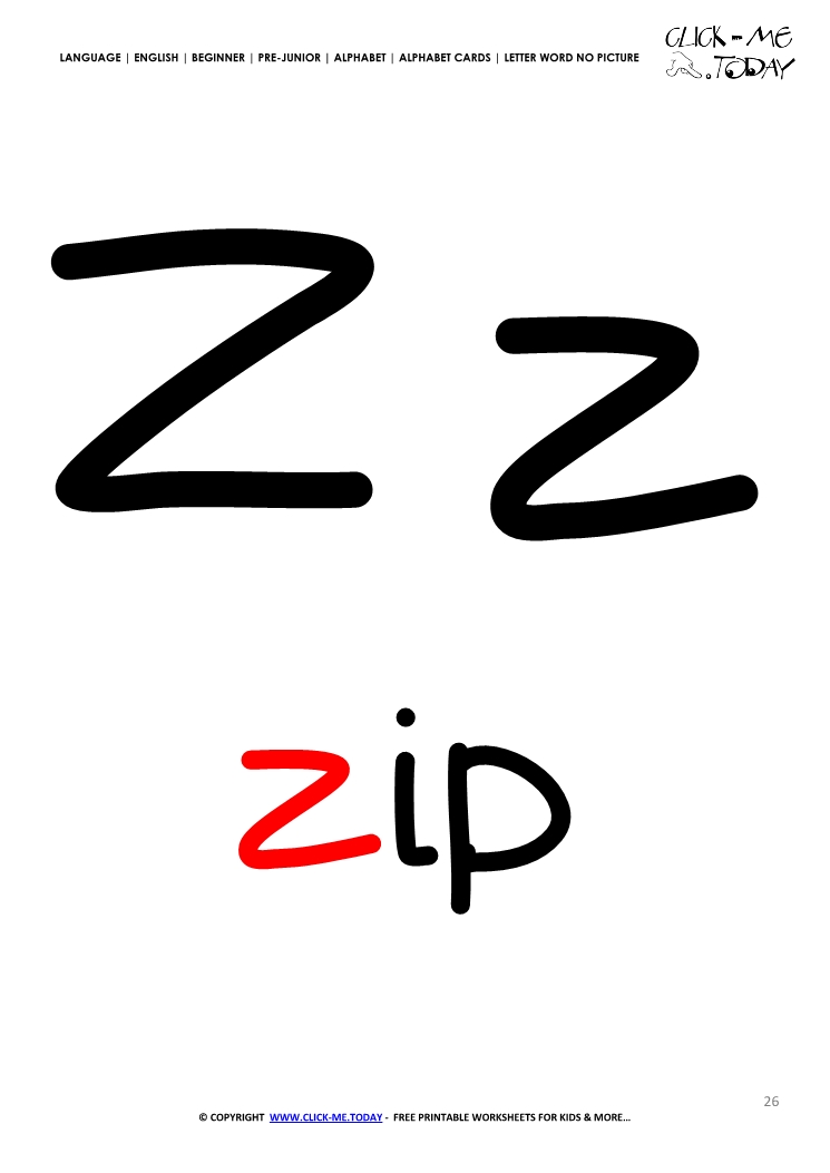 Alphabet flashcard without picture letter Z
