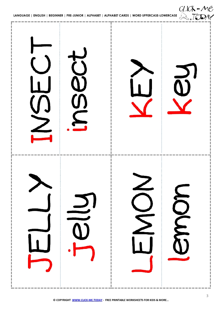 Alphabet words flashcards IJKL