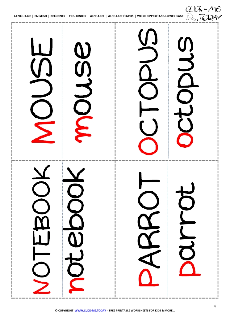 Alphabet words flashcards MNOP