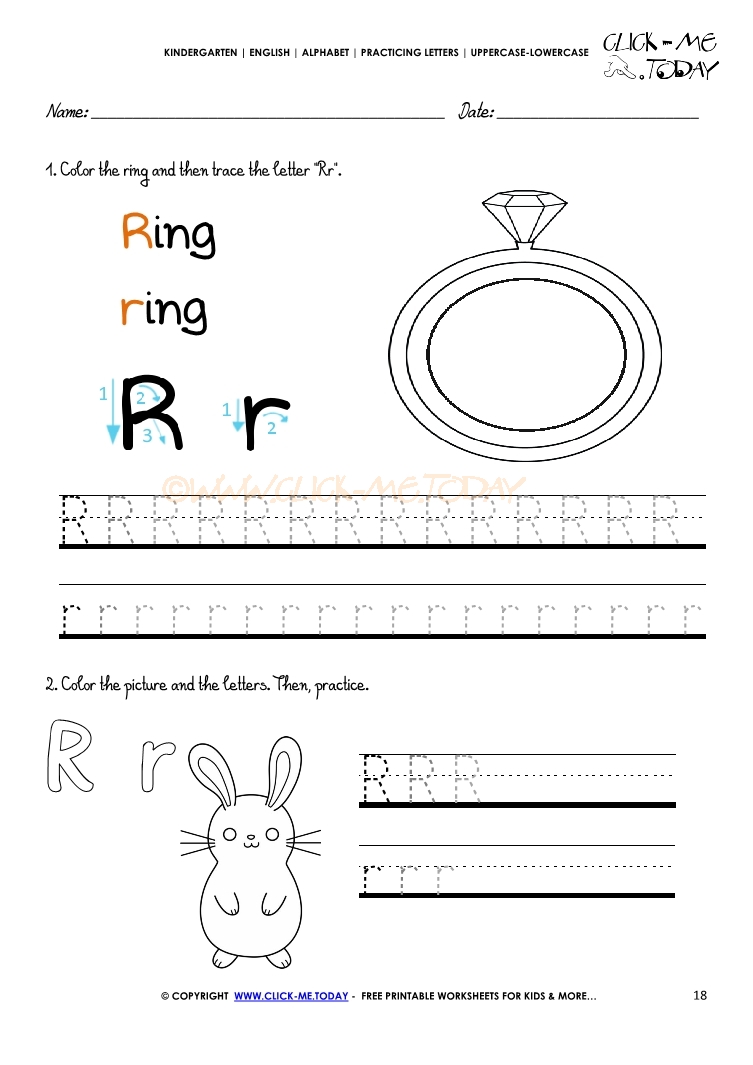 Alphabet tracing worksheets - Letter R