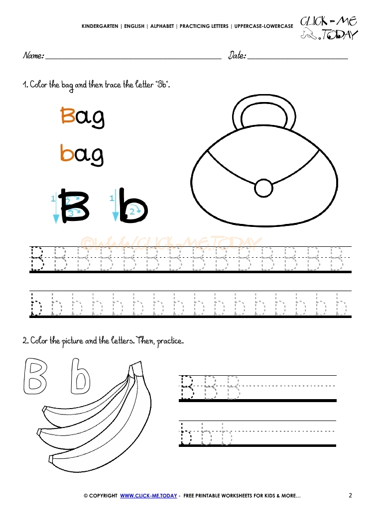 Alphabet tracing worksheets - Letter B