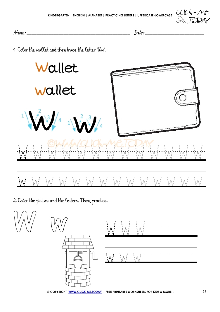 Alphabet tracing worksheets - Letter W
