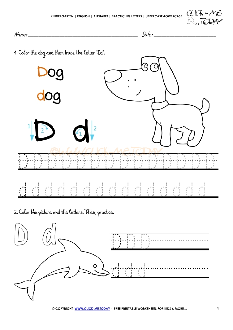 Alphabet tracing worksheets - Letter D