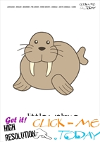 Printable Arctic Animal Little Walrus wall card - Walrus flashcard