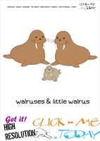 Printable Arctic Animal Walruses wall card - Walruses flashcard