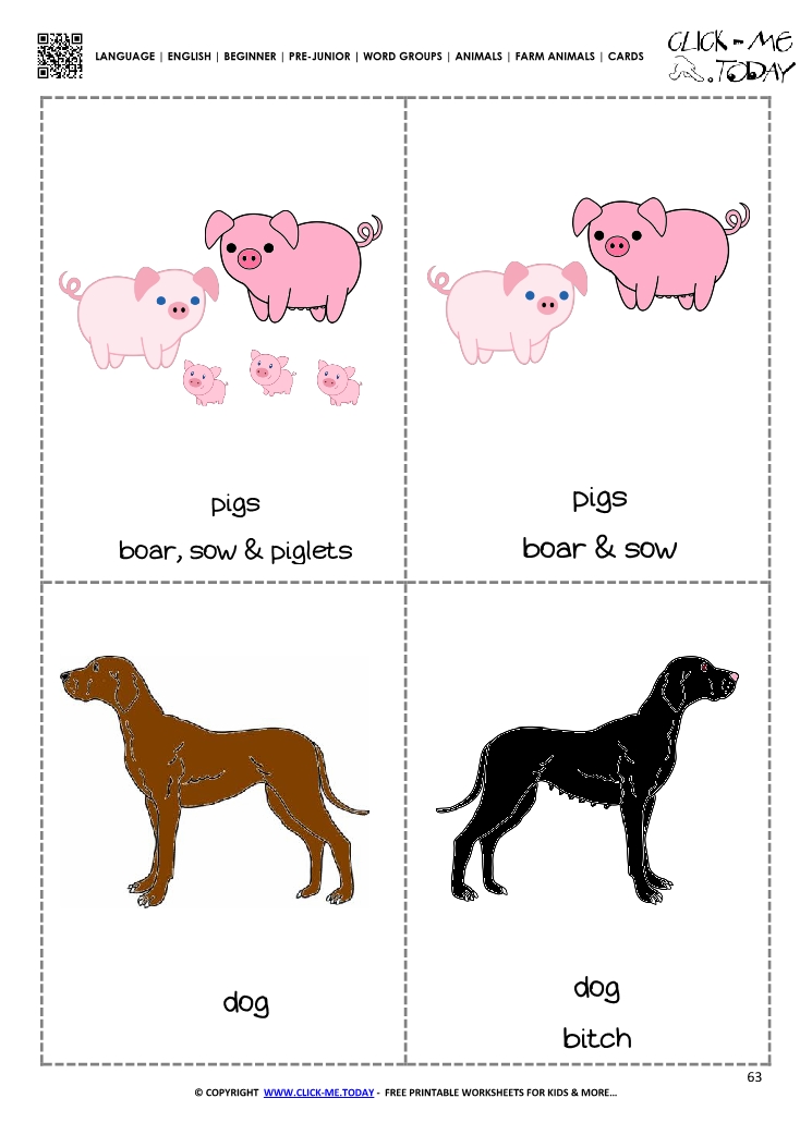 Farm animals printables 12 - Pigs & Dogs