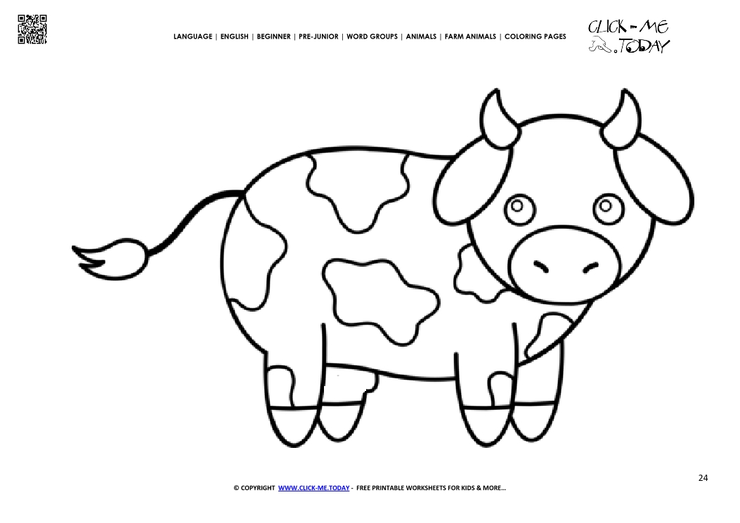 Coloring page cute Cow - Color picture of Cow 