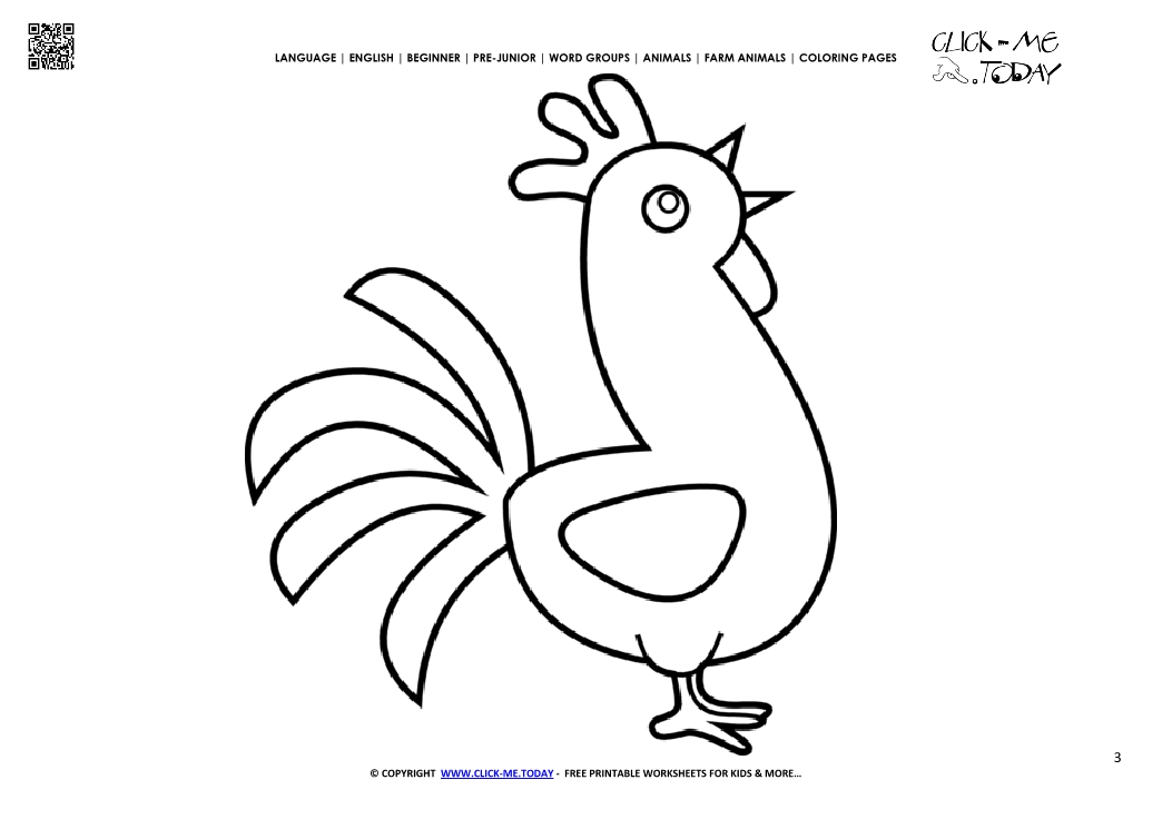 Coloring page Rooster - Color picture of little Rooster