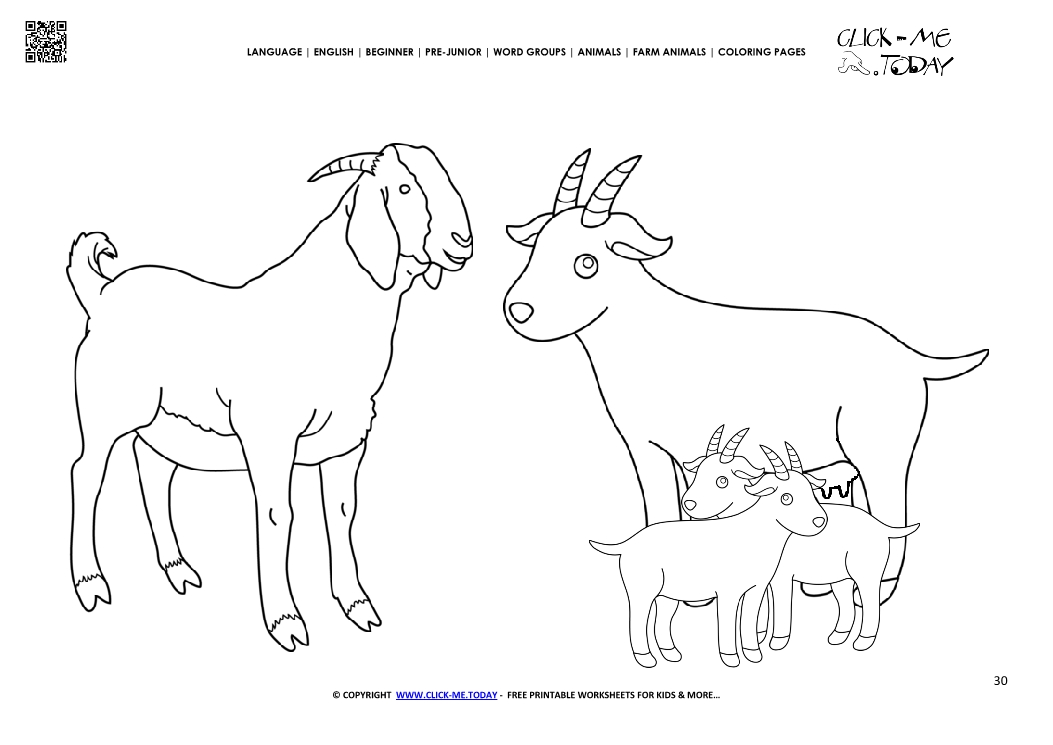 Coloring page Goat family kids- Color picture of Goats
