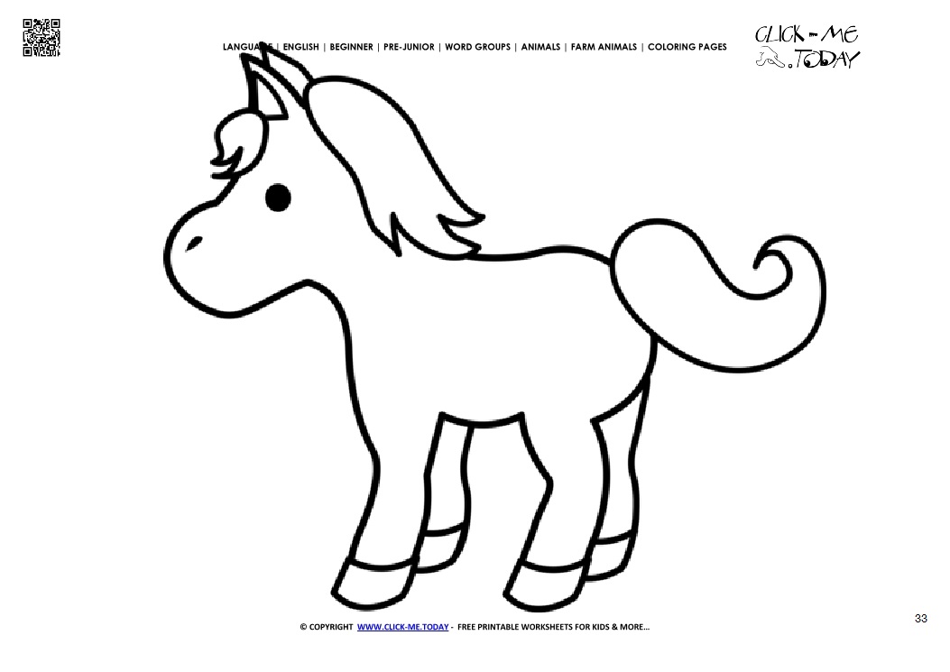 Coloring page cute Horse foal - Color picture of Horse