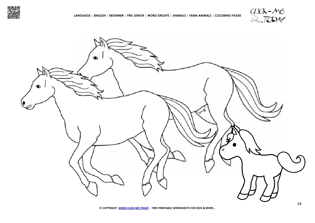 Coloring page Horses - Color picture of Horse
