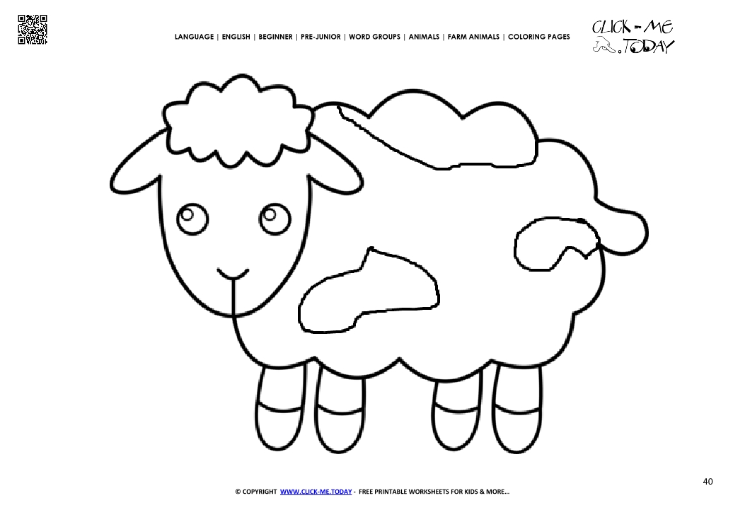 Coloring page cute Sheep Lamb- Color picture of Sheep