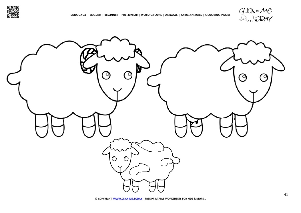 Coloring page Sheep family - Color picture of Sheep