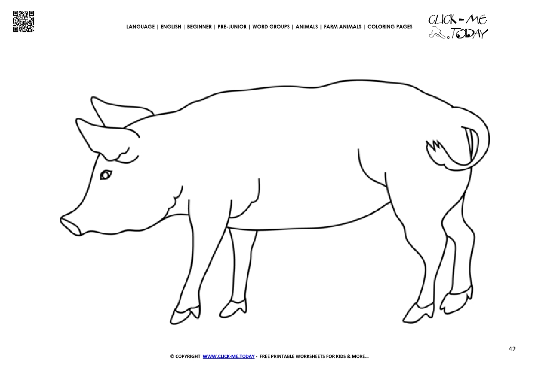 Coloring page Pig Boar- Color picture of Pig