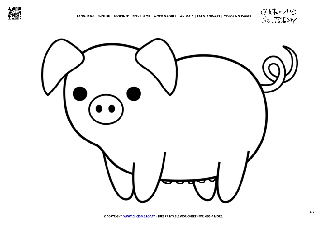 Coloring page cute Pig Sow - Color picture of Pig