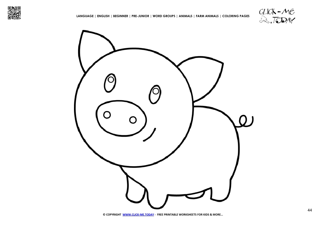 Coloring page little Pig Piglet - Color picture of Pig