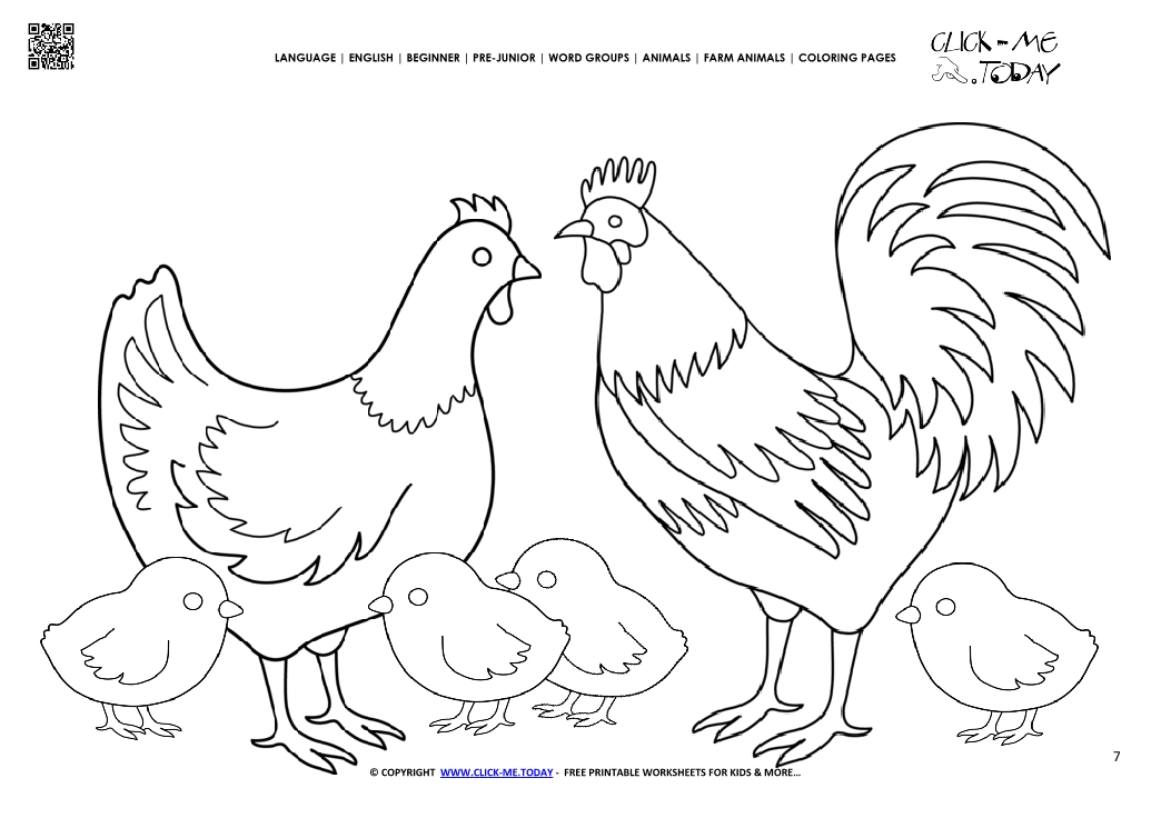 Coloring page Chickens  - Color picture of Chickens