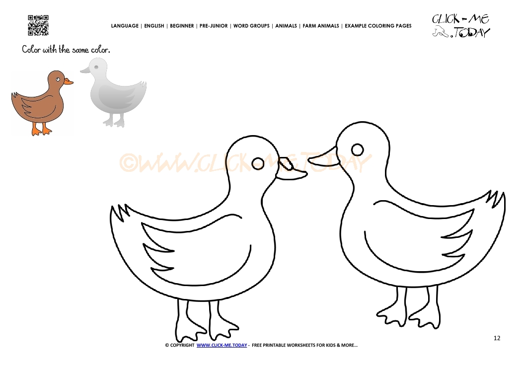 Example coloring page cute Ducks - Color picture of Ducks