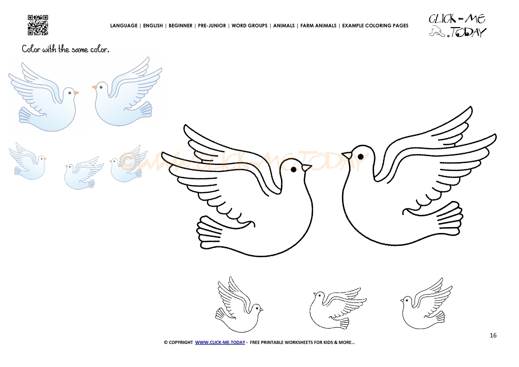 Example coloring page Pigeons - Color picture of Pigeons
